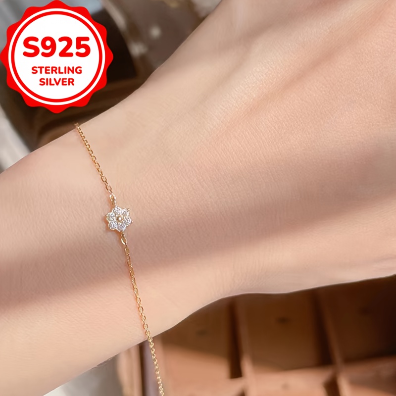 925 Silver Flower Bracelet for Women — Exquisite Gift